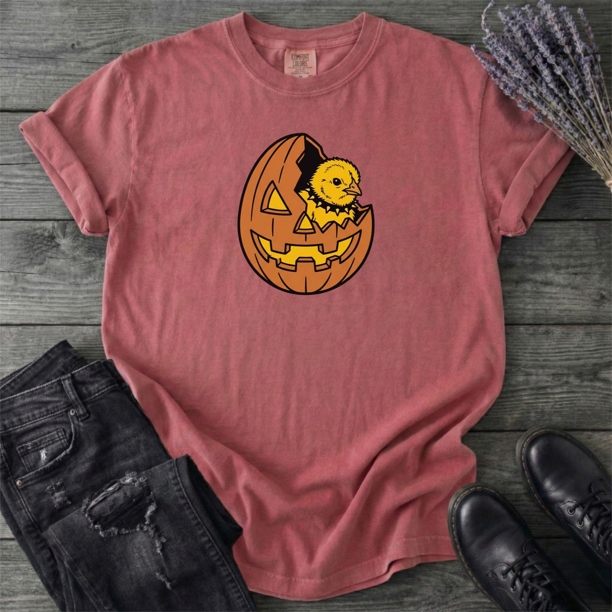 Jack-O-Lantern Egg Punk Chick T-Shirt