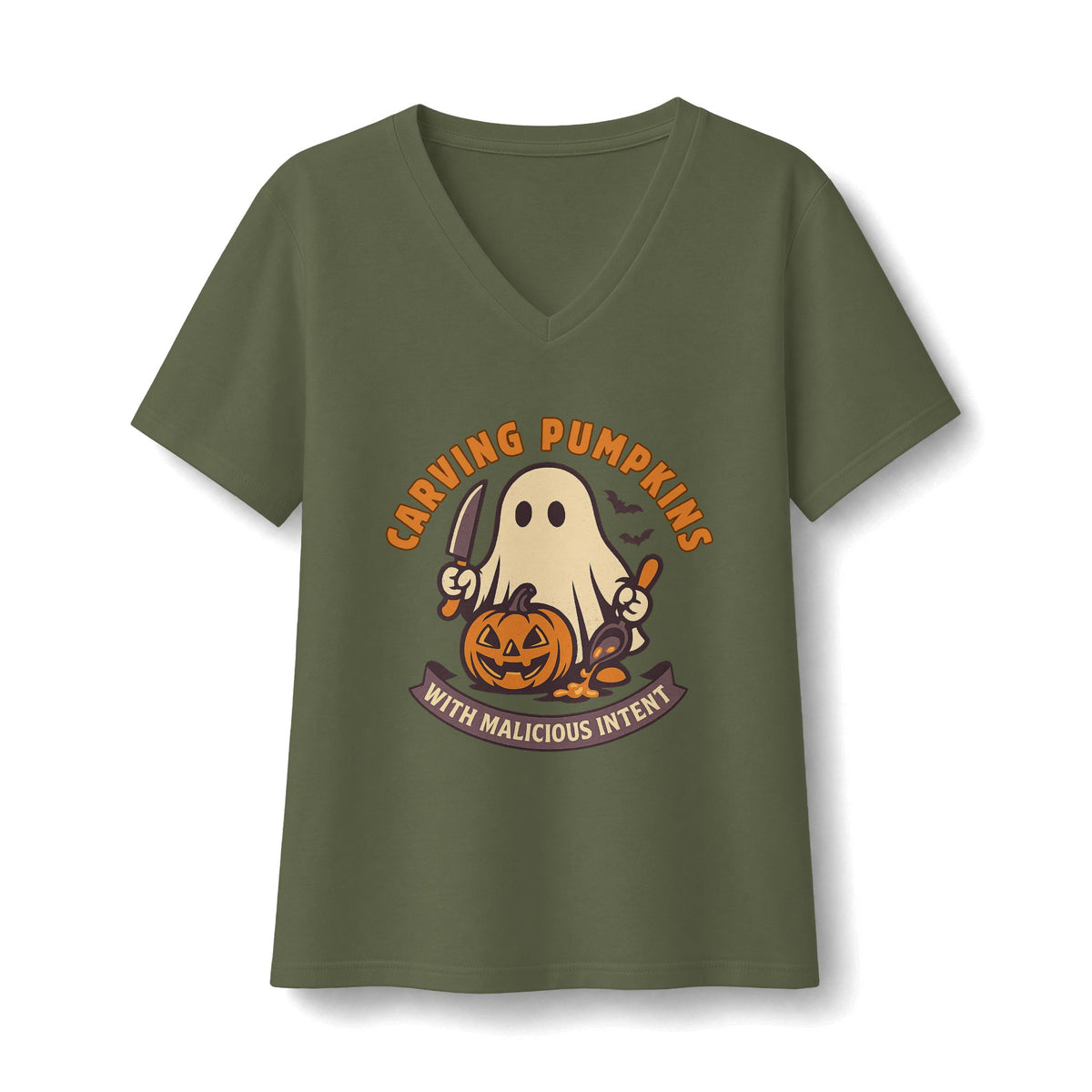 Carving Pumpkins Evolved V-Neck T-Shirt