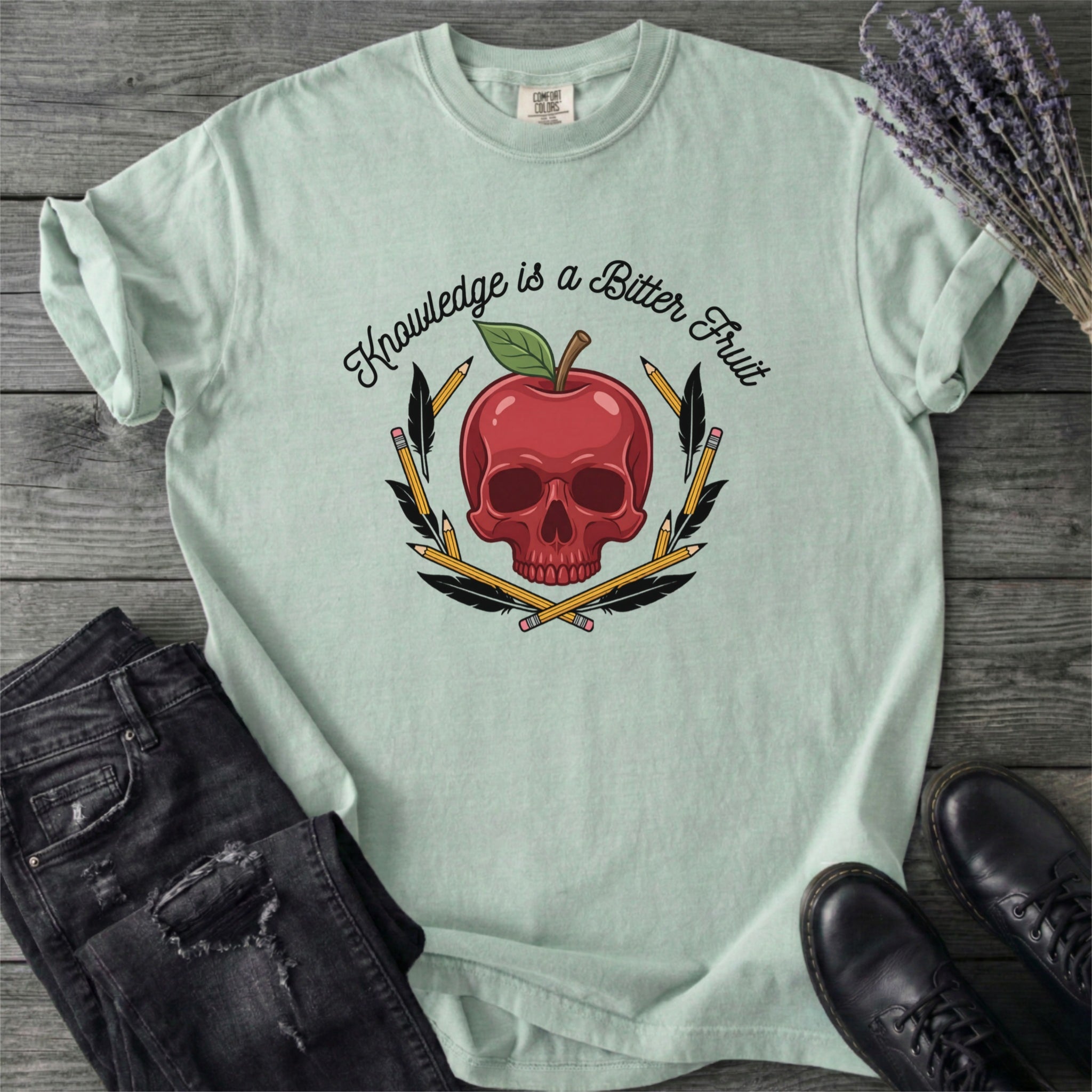 Knowledge Is A Bitter Fruit Apple Skull T-Shirt