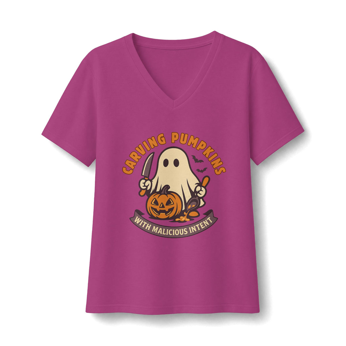 Carving Pumpkins Evolved V-Neck T-Shirt