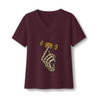 Skeleton Hand Holding Candy V-Neck T-Shirt