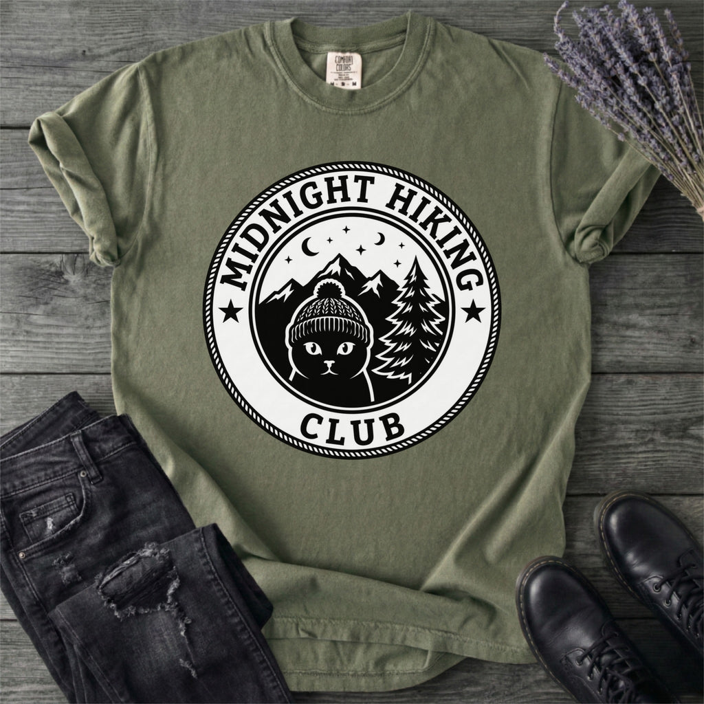 Black Cat Midnight Hiking Club T-Shirt