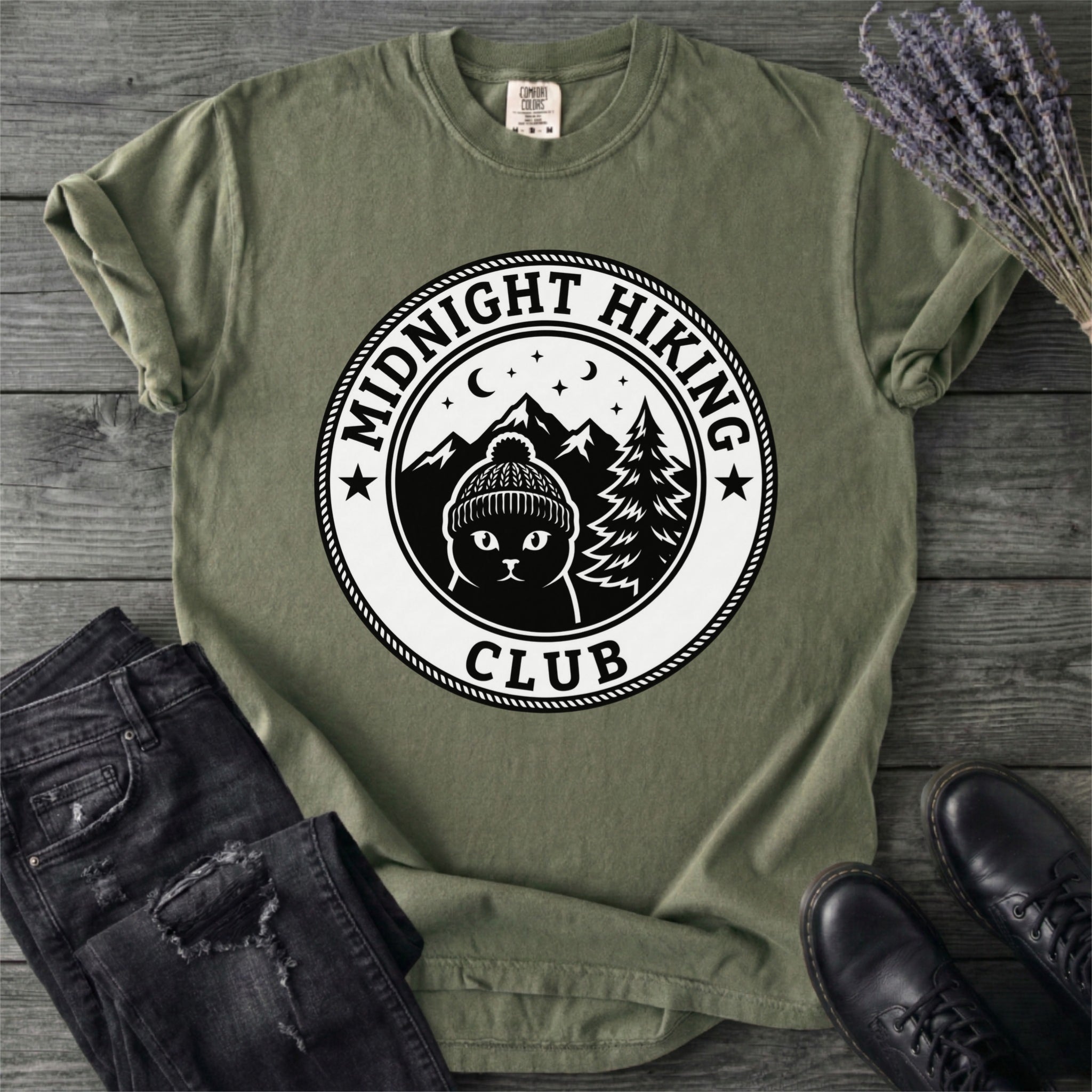 Black Cat Midnight Hiking Club T-Shirt