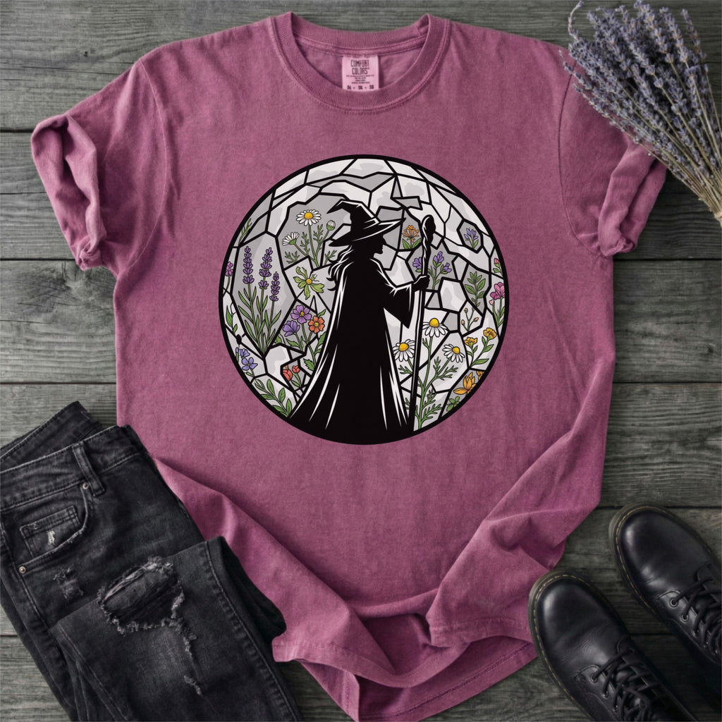 Stained Glass Botanical Witch T-Shirt