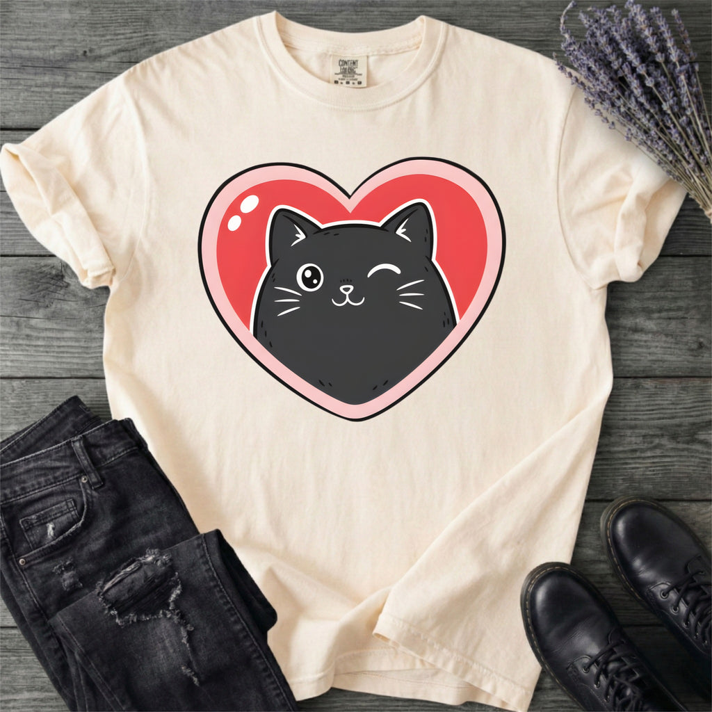 Black Cat Heart T-Shirt