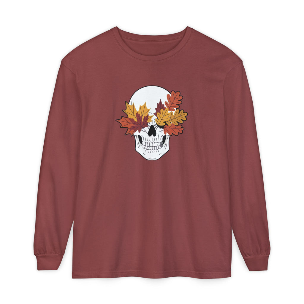 Fall Leaf Skull Long Sleeve T-Shirt