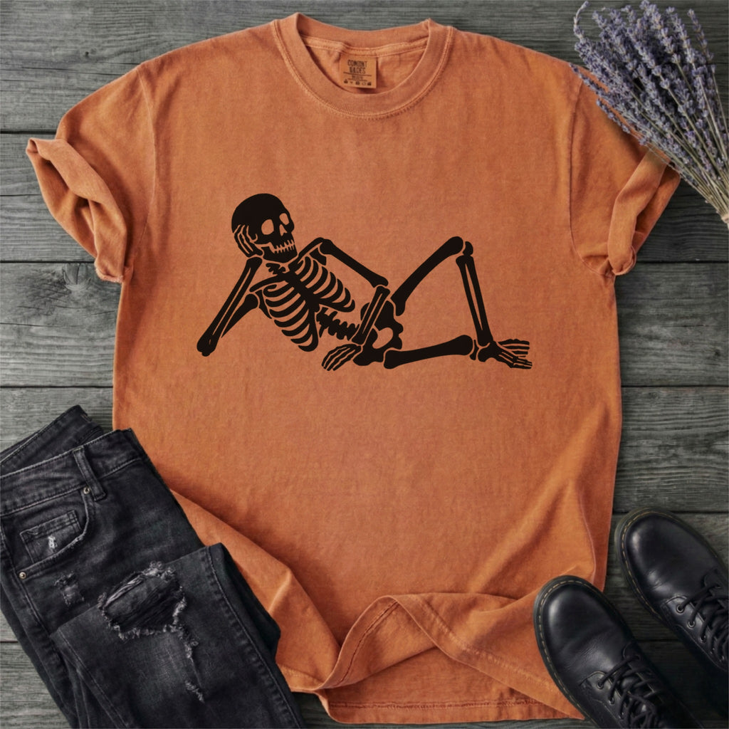 Lounging Skeleton Gothic T-Shirt
