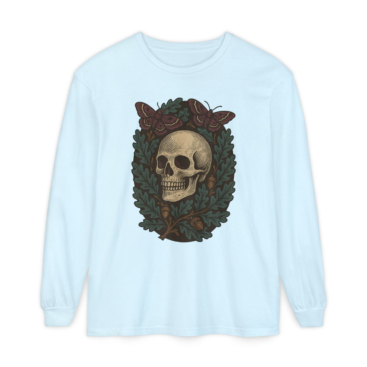 Skull And Moths Long Sleeve T-Shirt