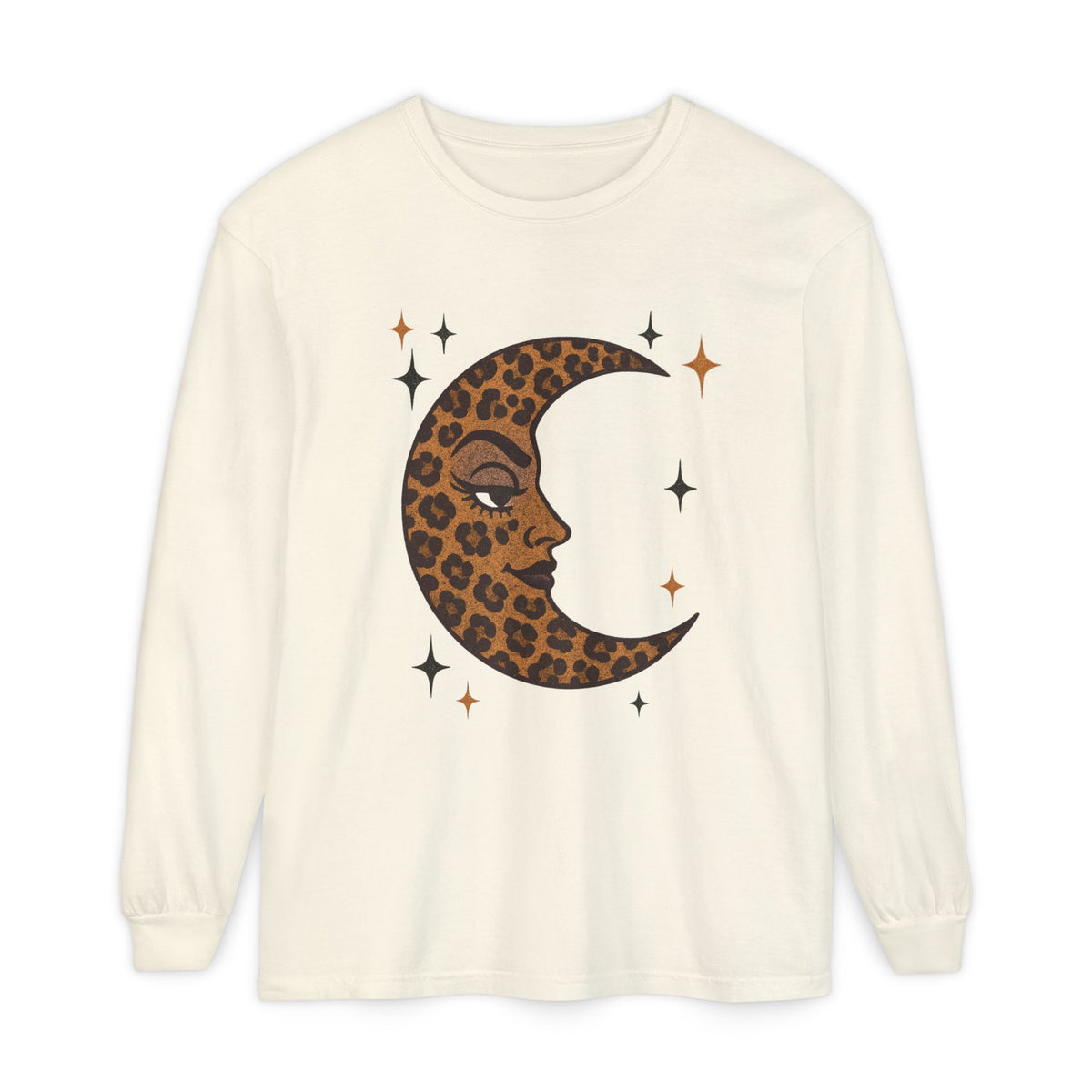 Leopard Print Crescent Moon Long Sleeve T-Shirt