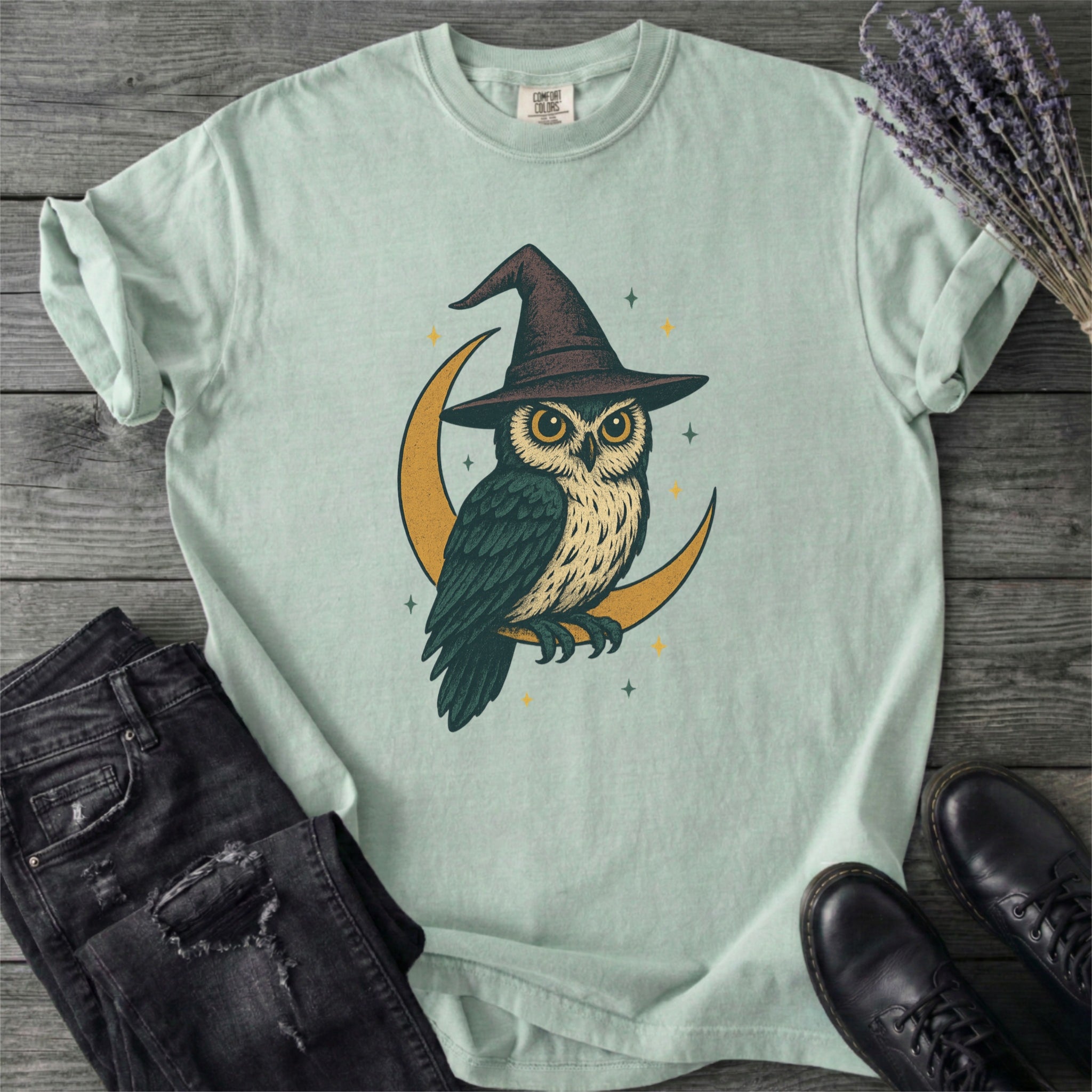 Crescent Moon Witch Owl T-Shirt