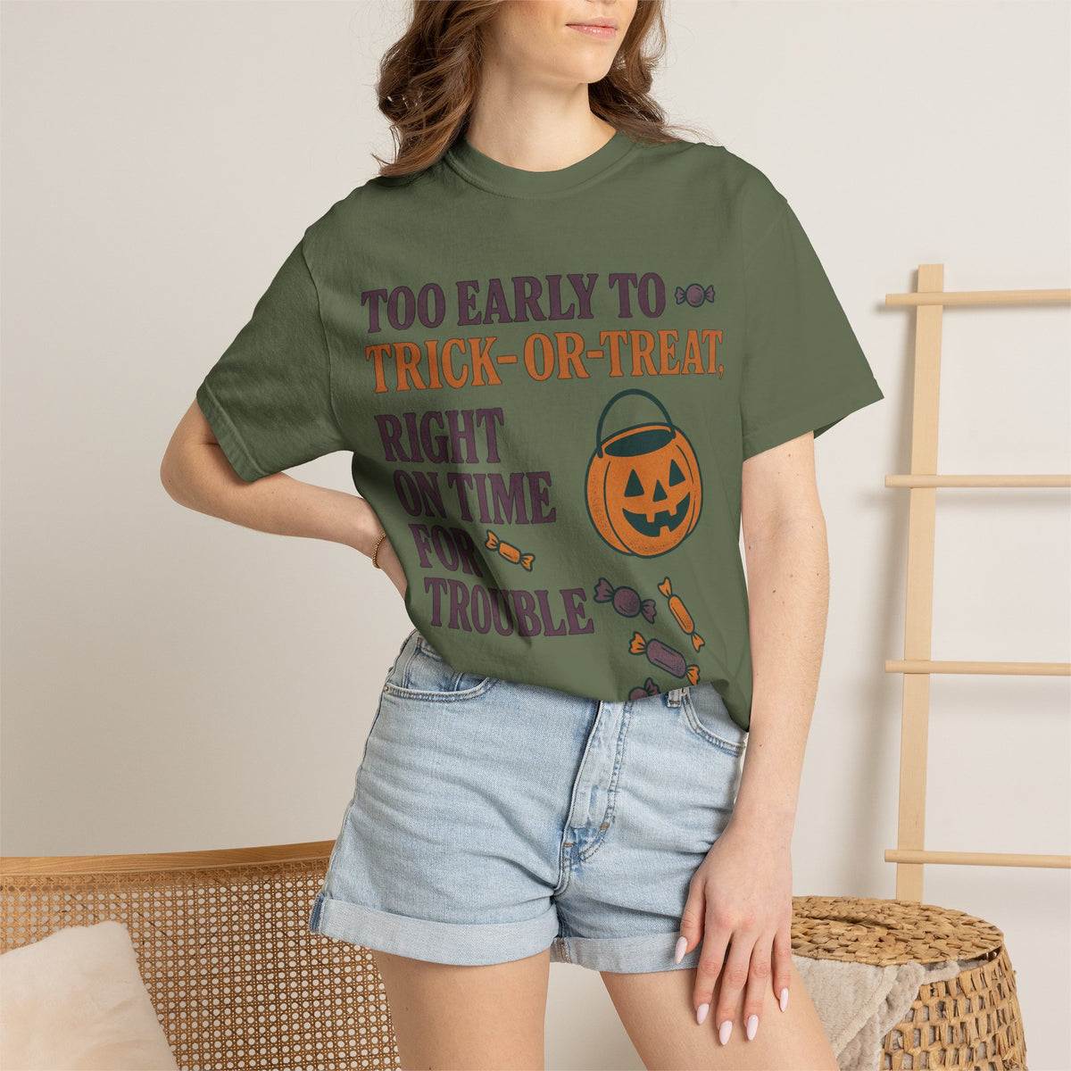 Too Early To Trick Or Treat Right On Time For Trouble T-Shirt