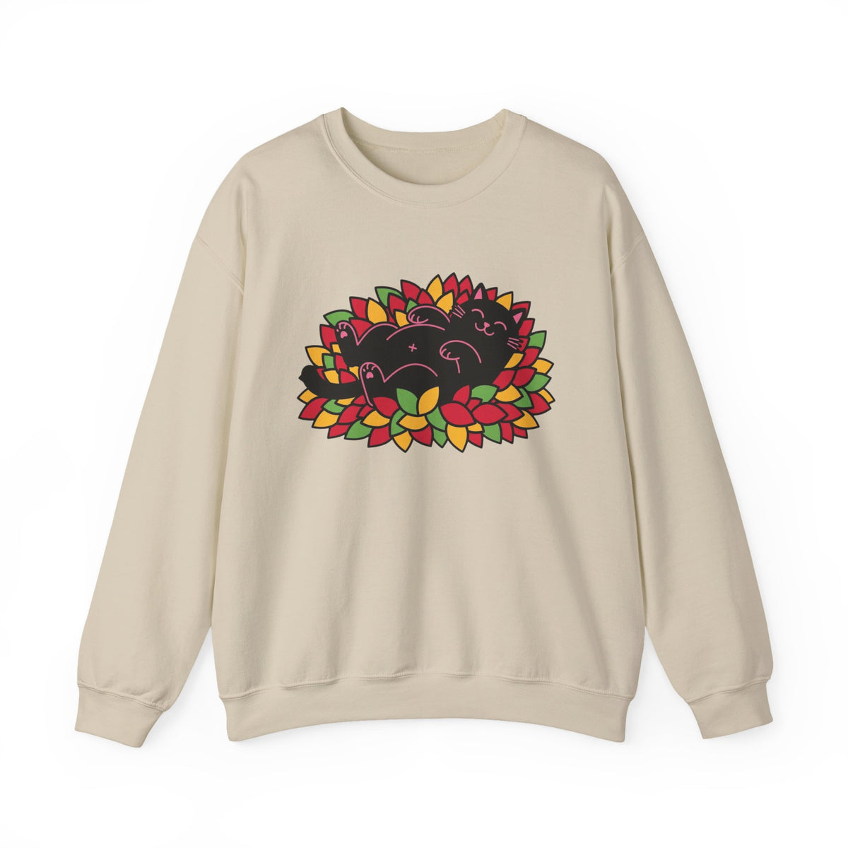 Black Cat Rolling Leaves Sweatshirt