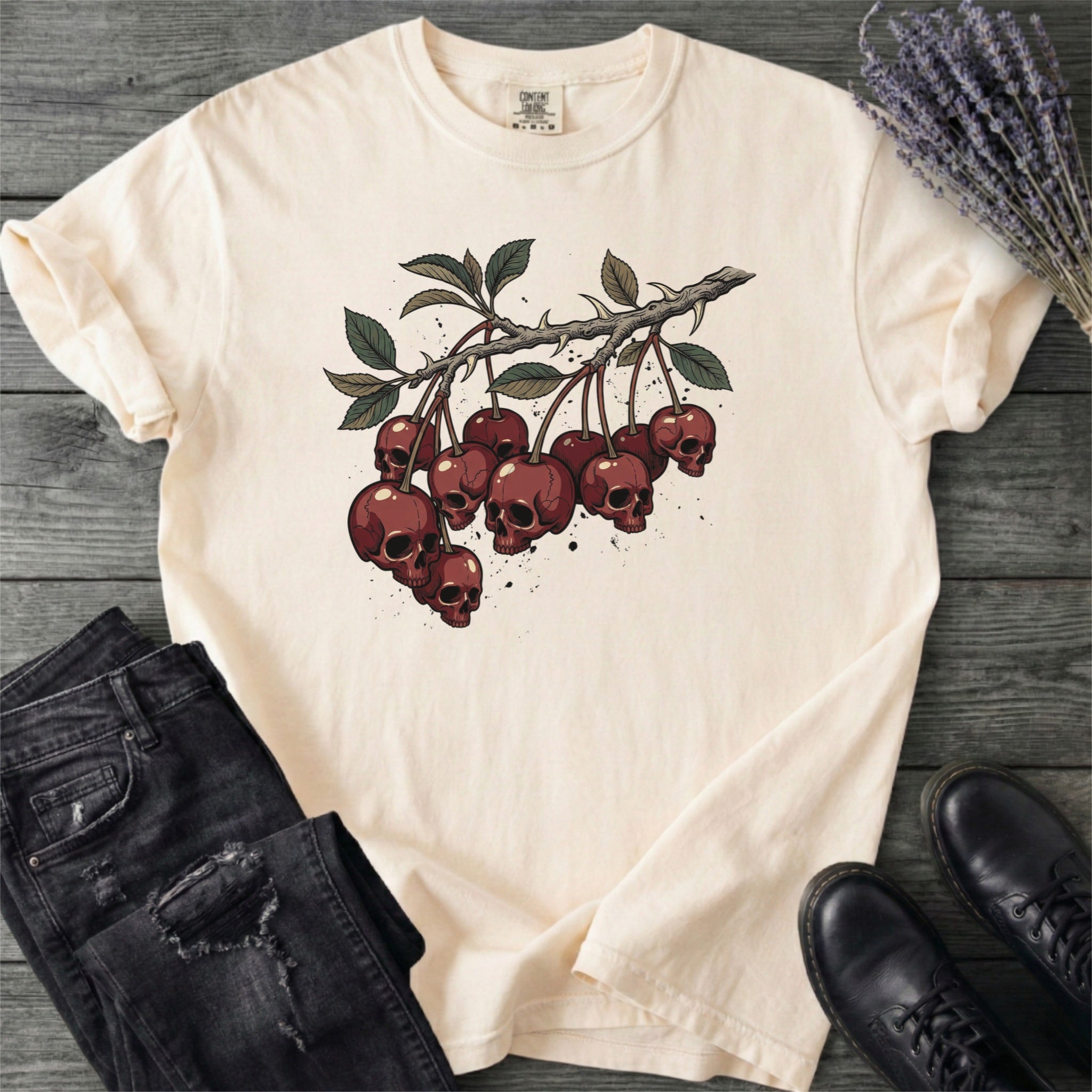 Botanical Branch Of Skull Cherries T-Shirt