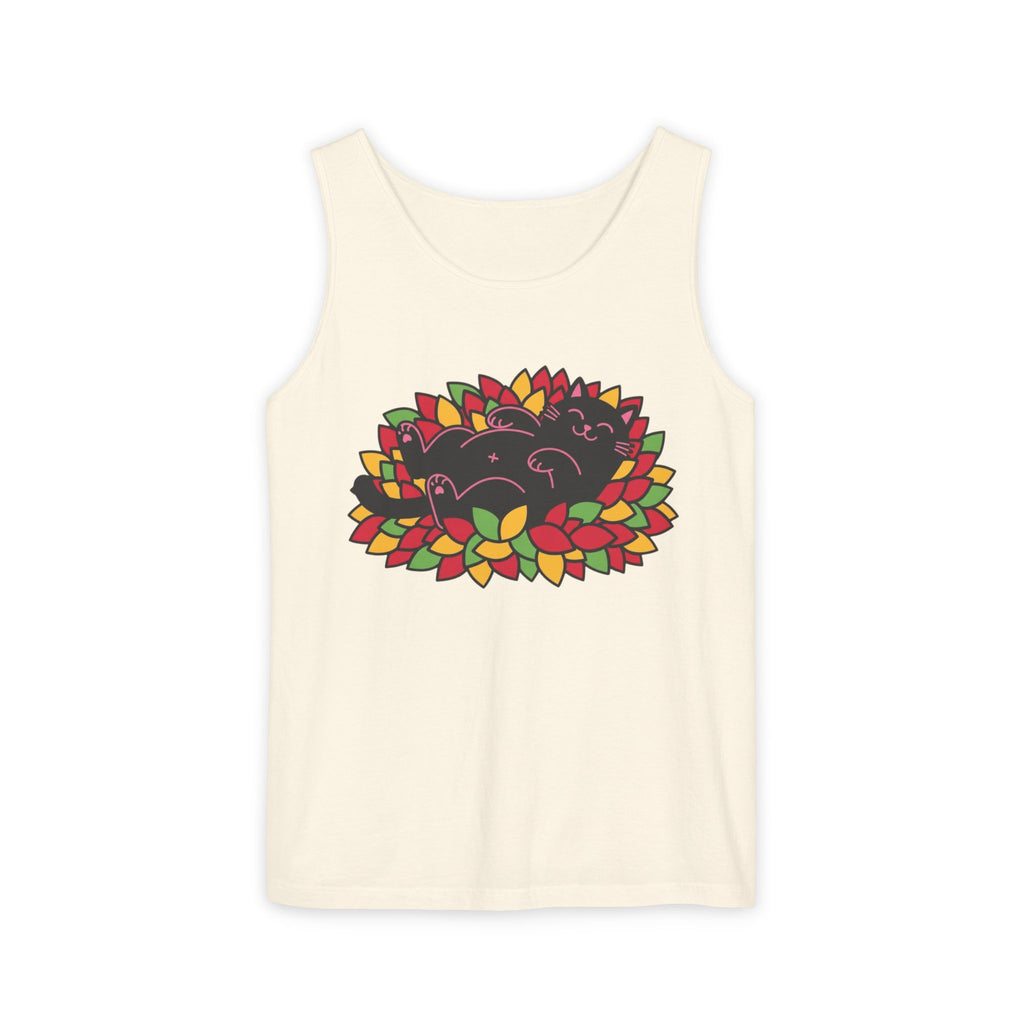 Black Cat Rolling Leaves Tank Top