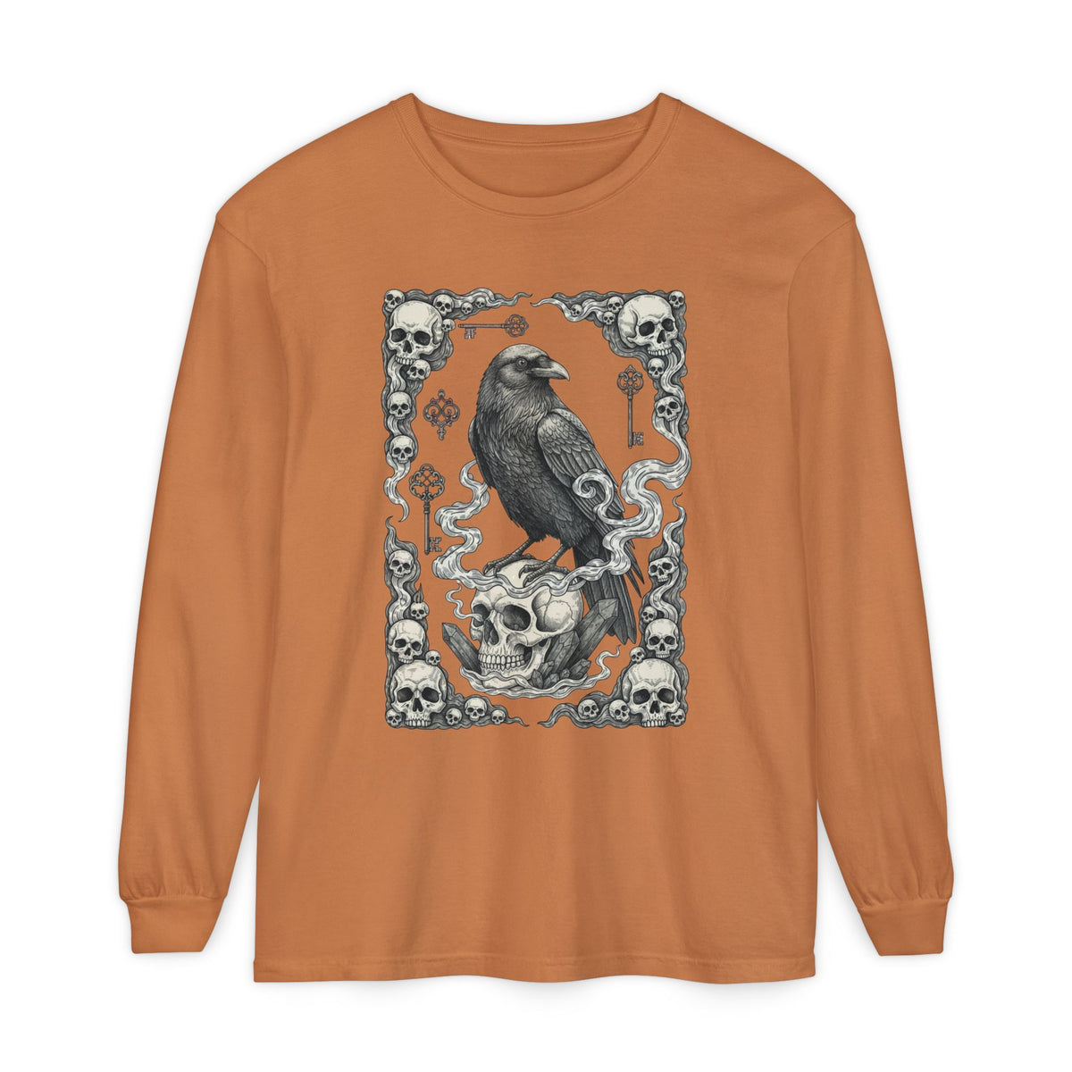 Raven Skull Card Long Sleeve T-Shirt