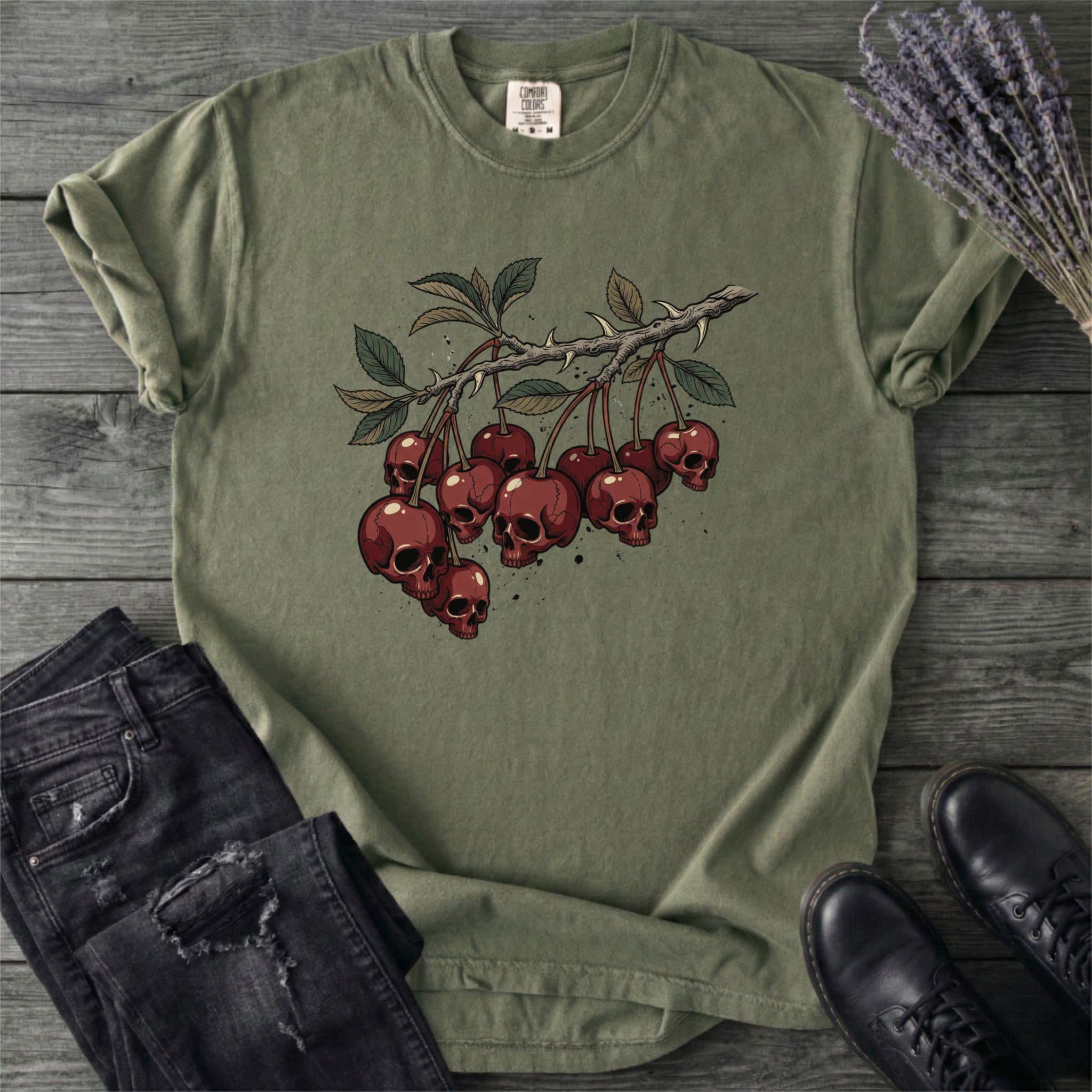 Botanical Branch Of Skull Cherries T-Shirt