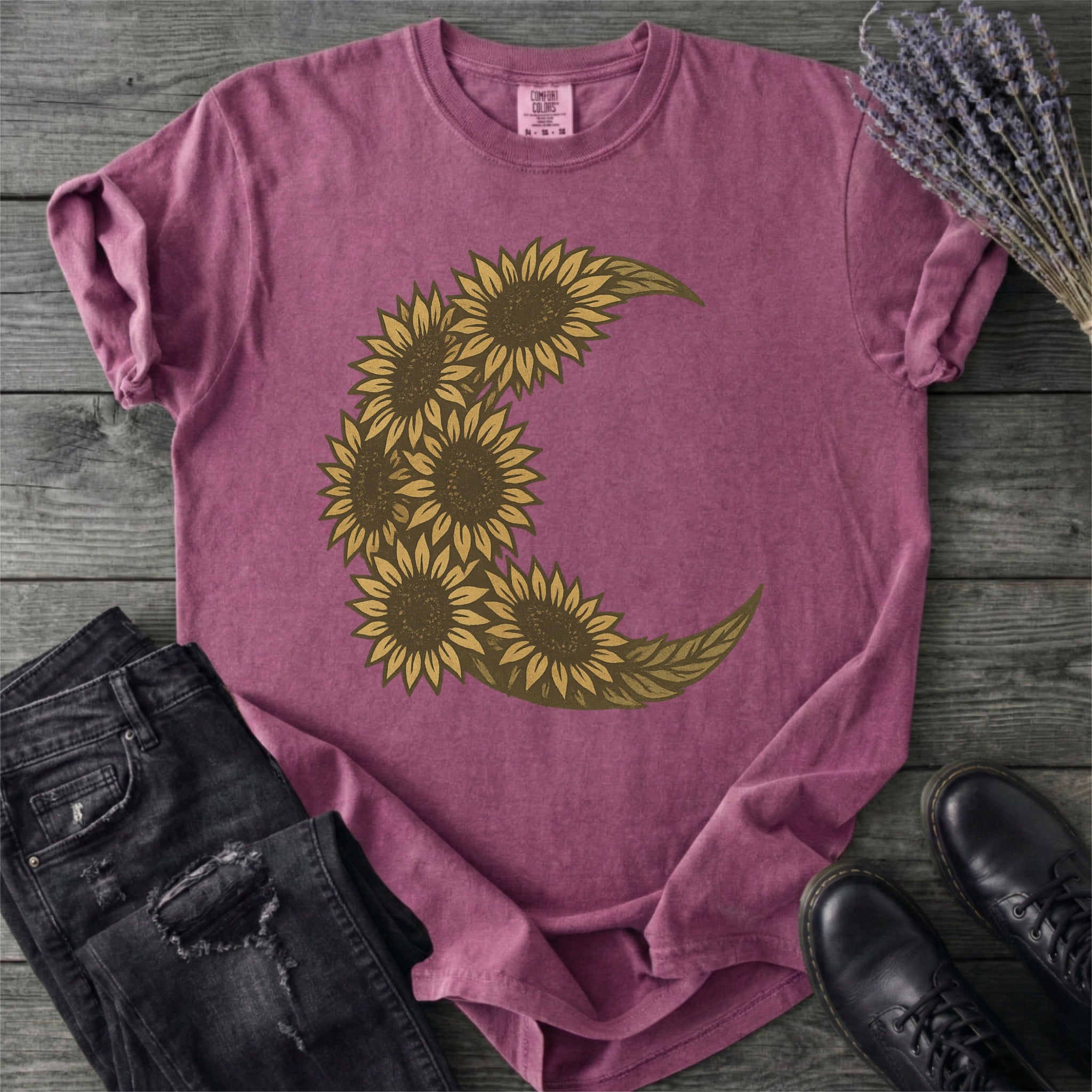 Crescent Moon Sunflowers T-Shirt