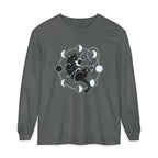 black cat pouncing on moon phases Long Sleeve T-Shirt