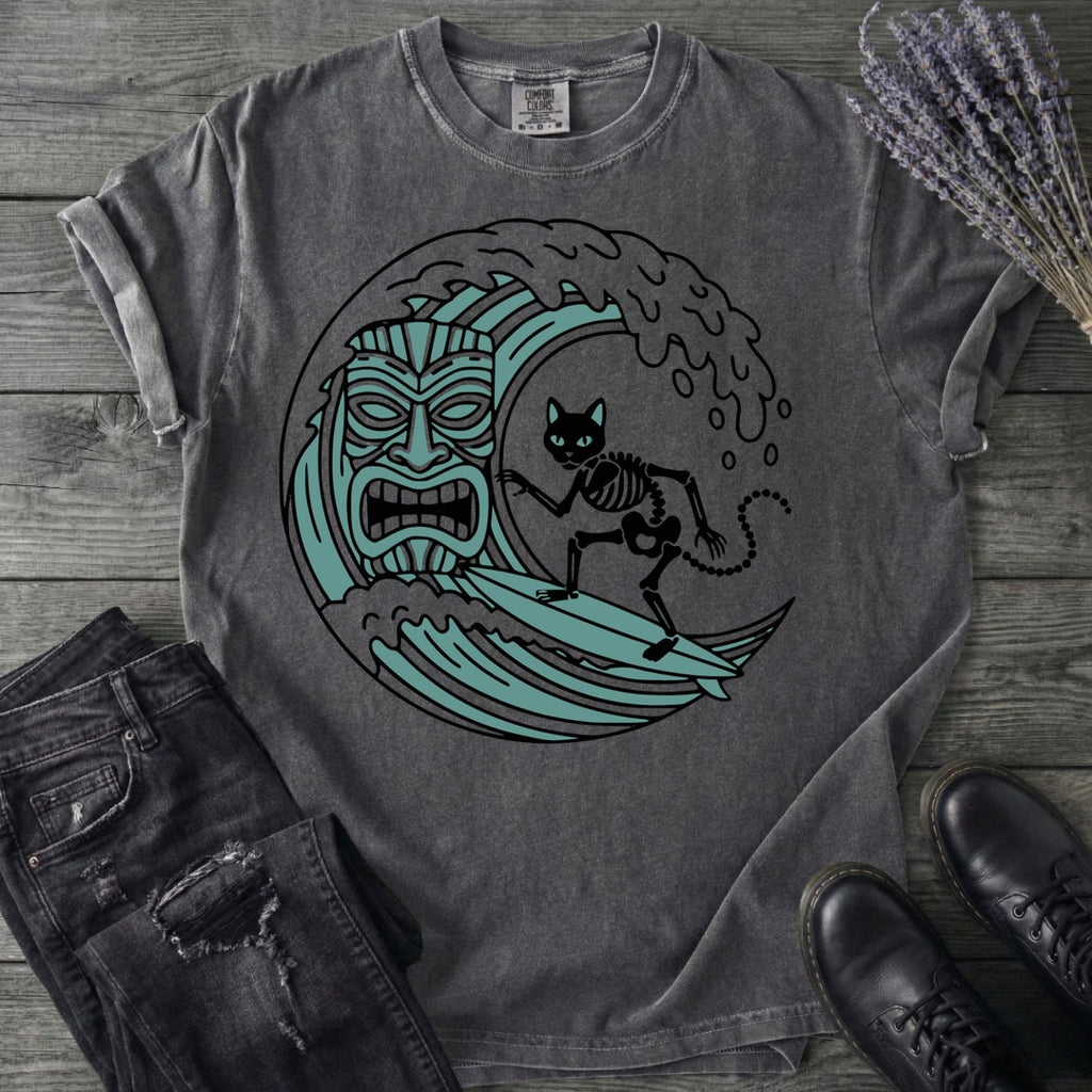 Surfing Cat Skeleton T-Shirt