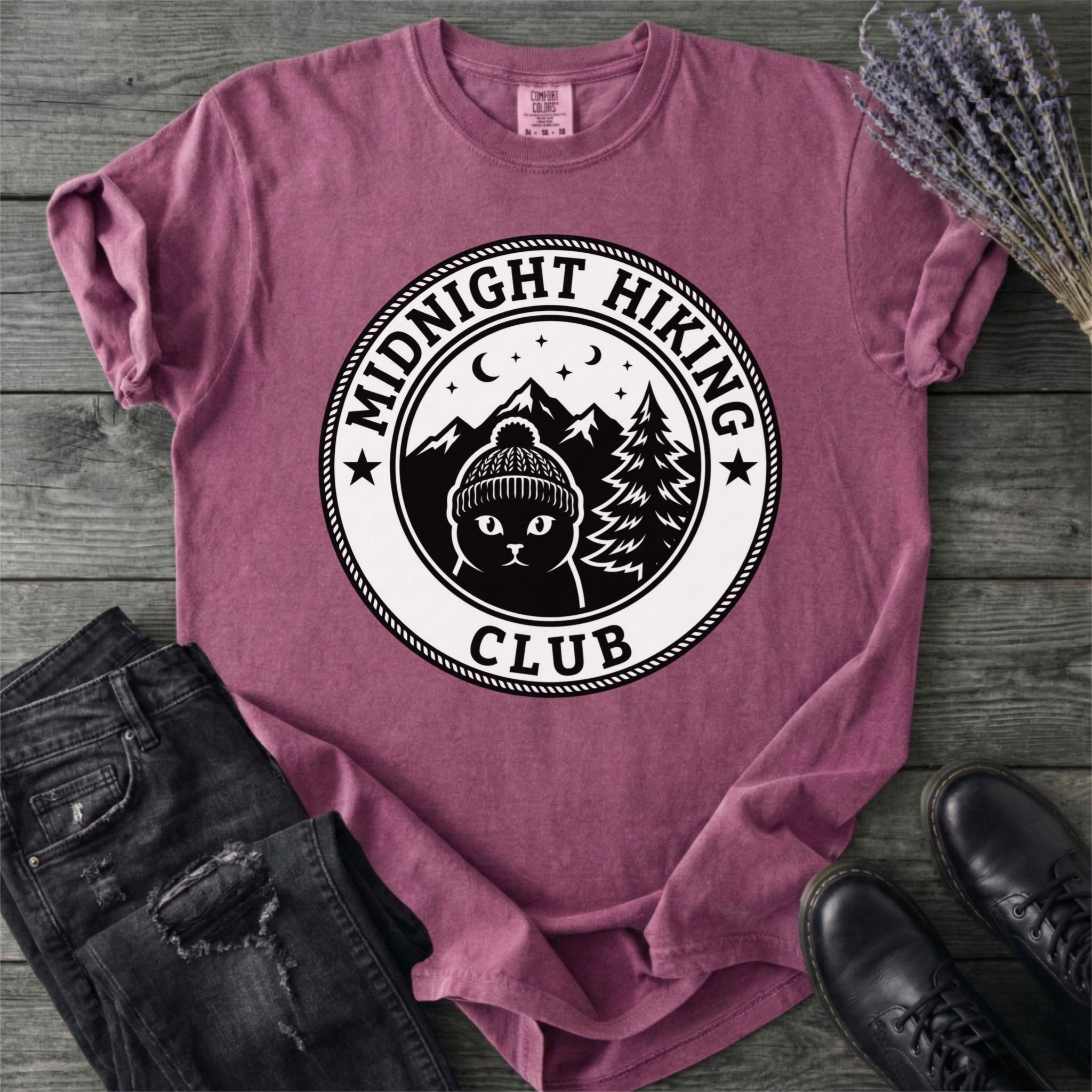 Black Cat Midnight Hiking Club T-Shirt