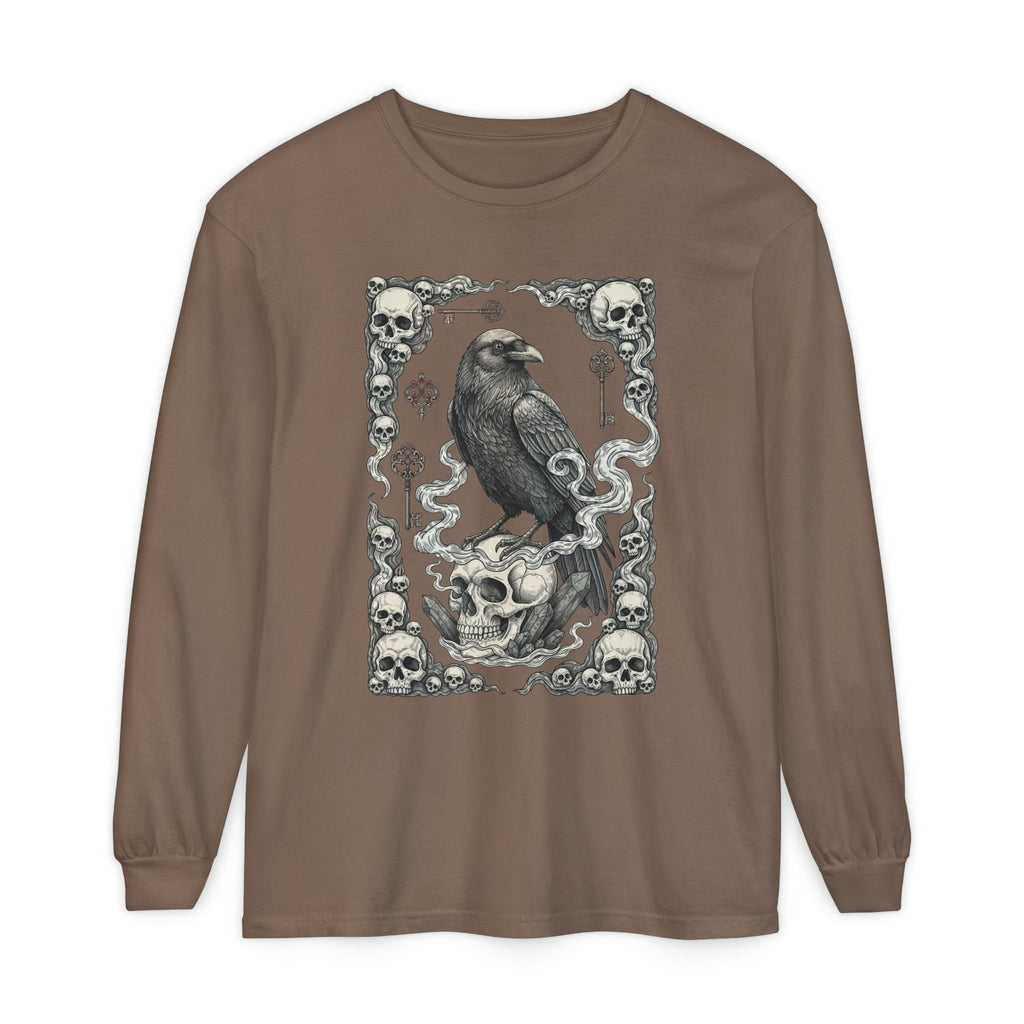 Raven Skull Card Long Sleeve T-Shirt