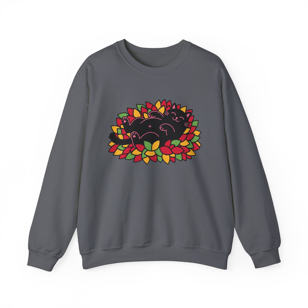 Black Cat Rolling Leaves Sweatshirt