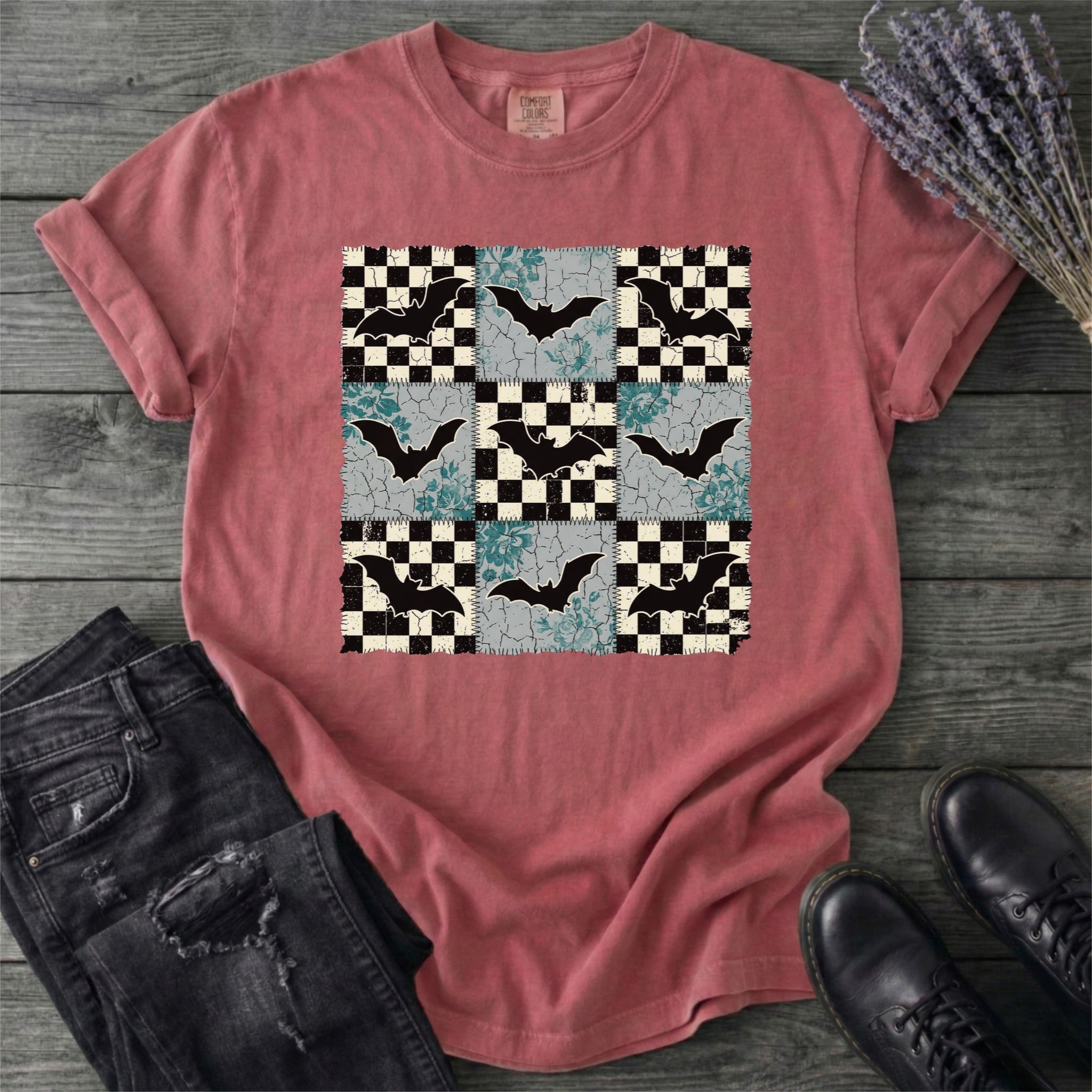 Distressed Bat Grid T-Shirt