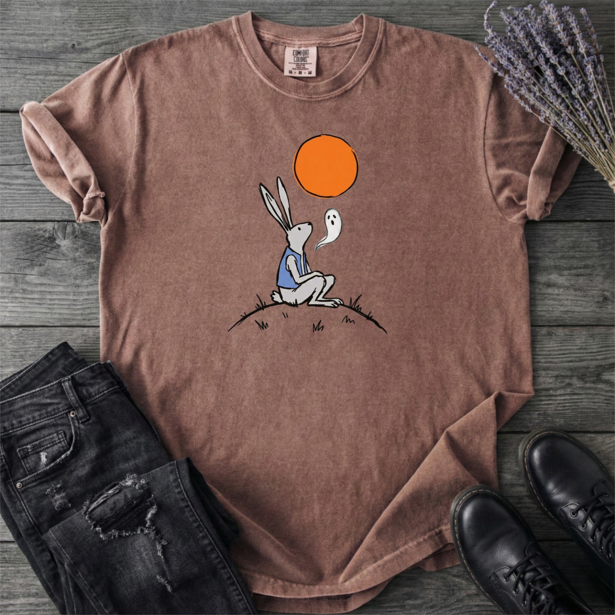 Moonlit Rabbit And Ghost T-Shirt