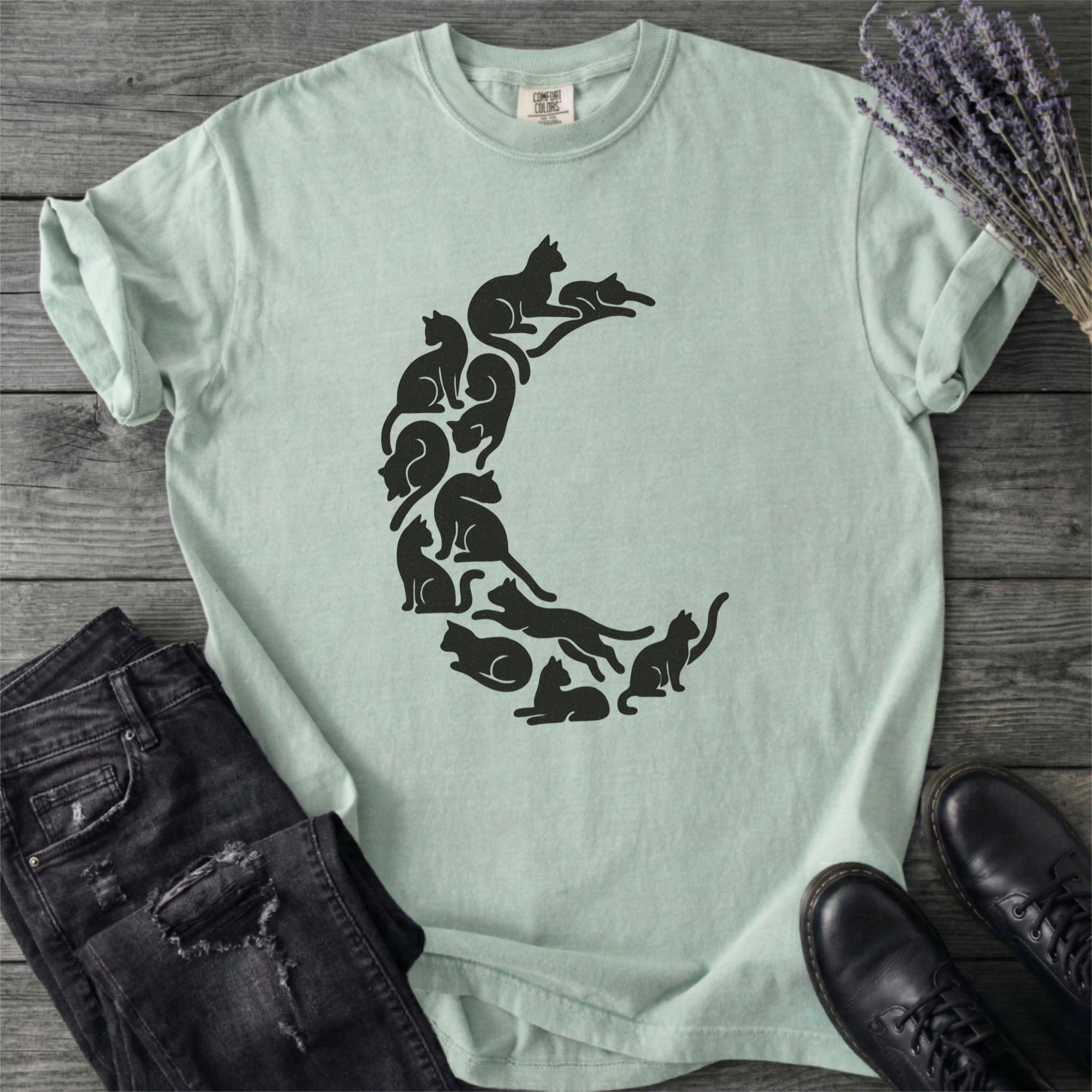 Crescent Moon Black Cats T-Shirt