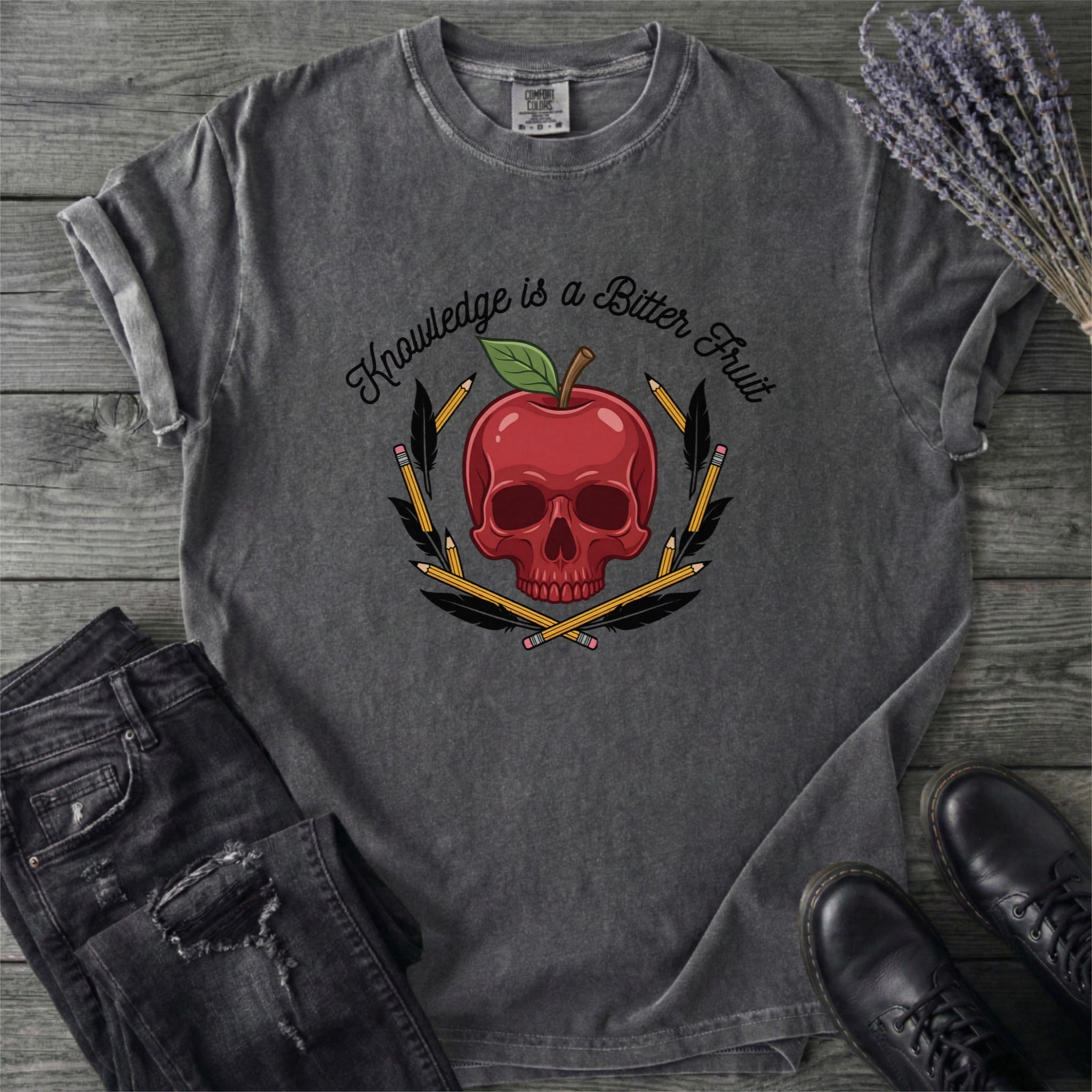 Knowledge Is A Bitter Fruit Apple Skull T-Shirt