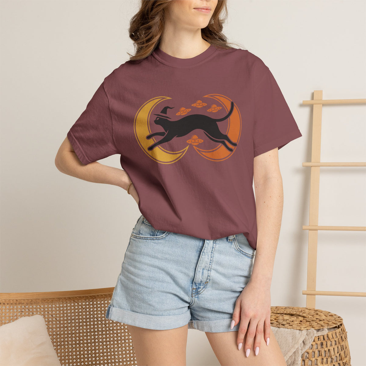 Witch Cat Celestial Ufo T-Shirt