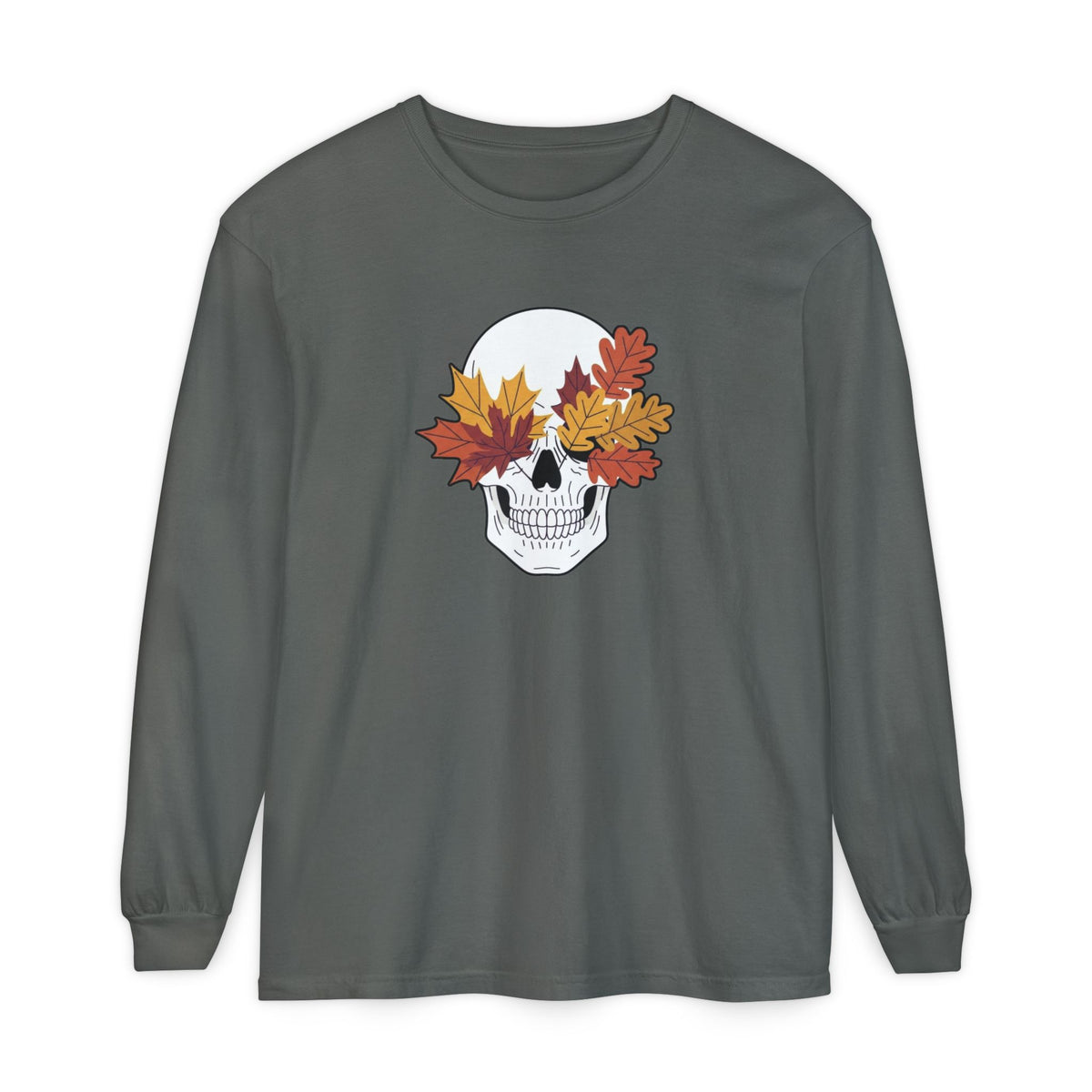 Fall Leaf Skull Long Sleeve T-Shirt