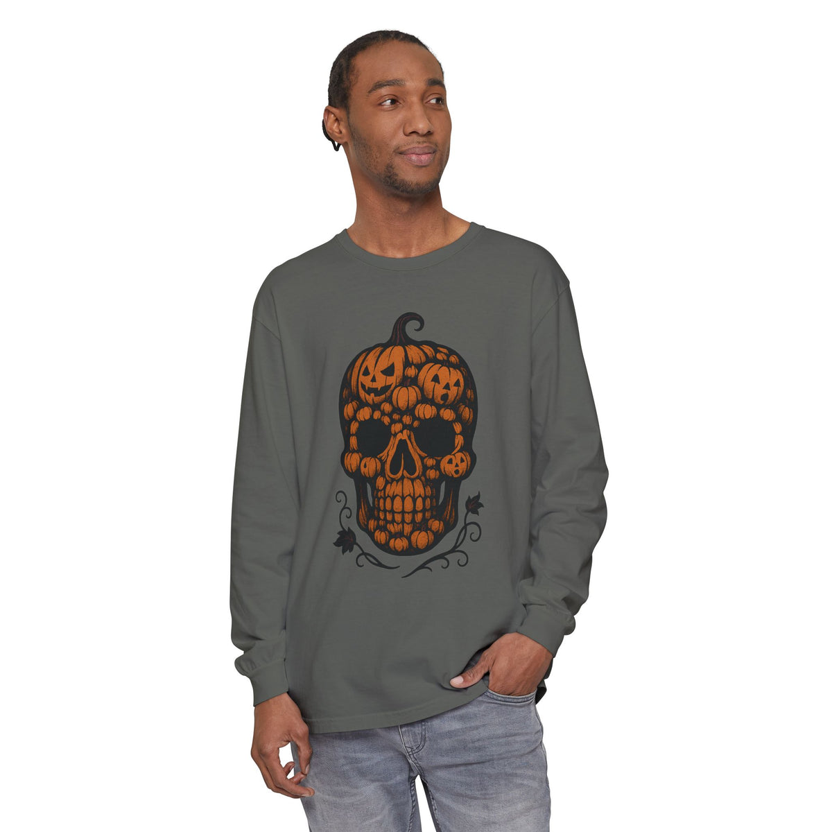 Pumpkin Skull Long Sleeve T-Shirt