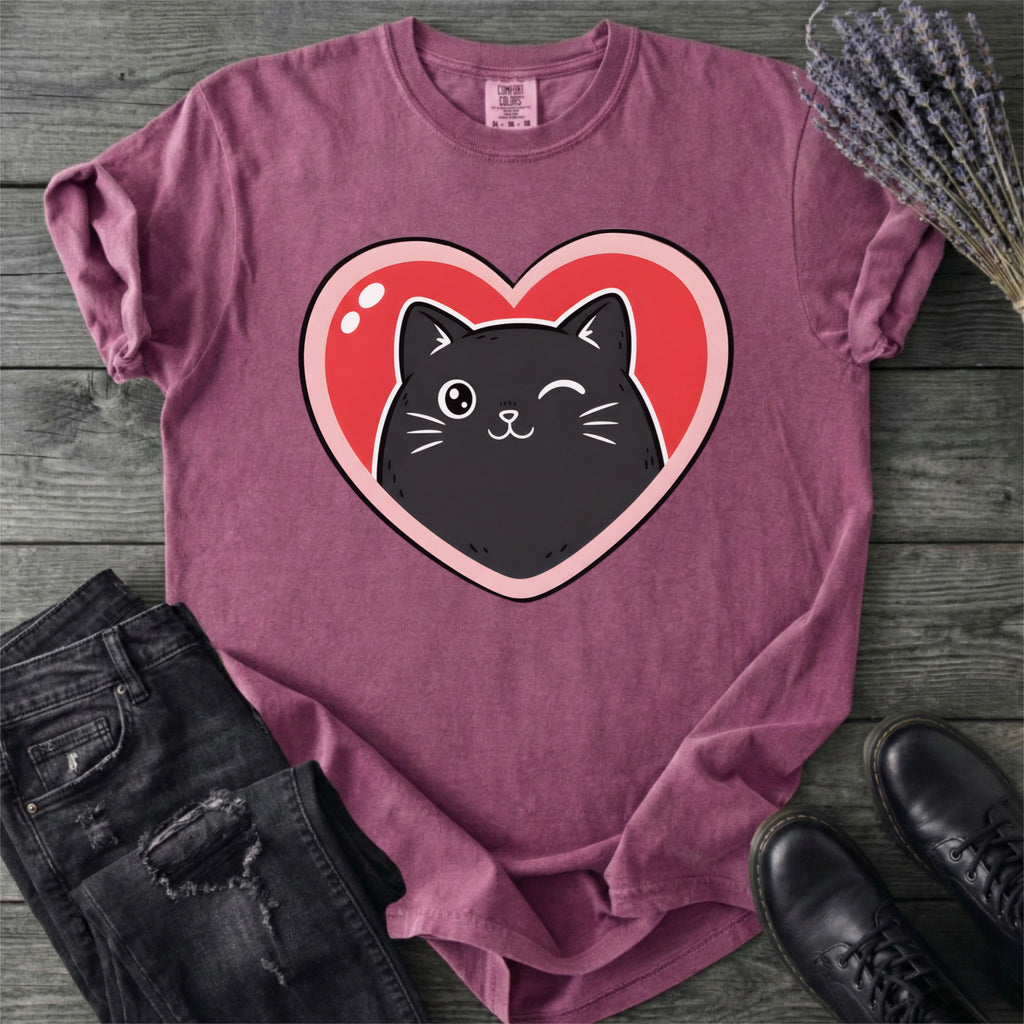 Black Cat Heart T-Shirt