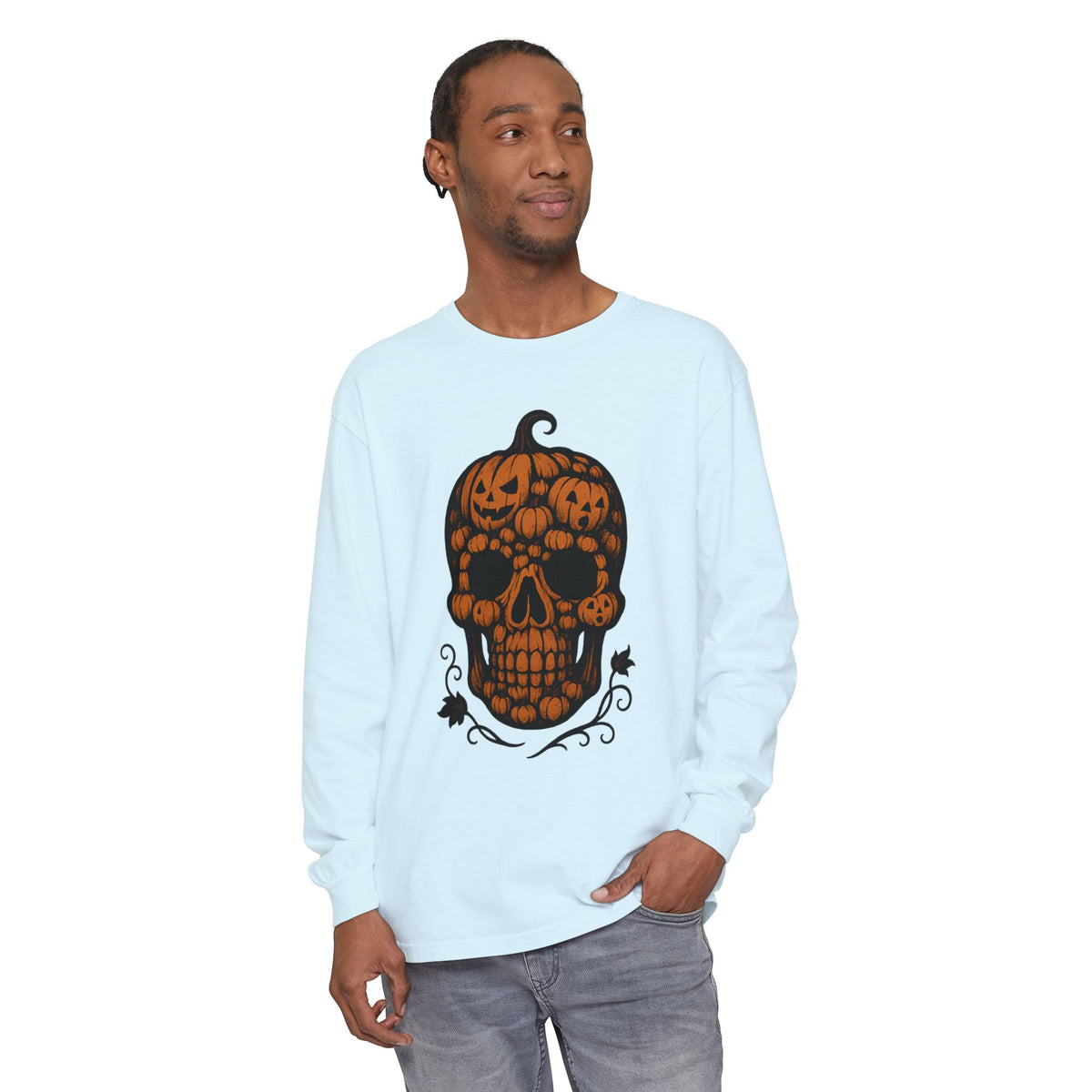Pumpkin Skull Long Sleeve T-Shirt