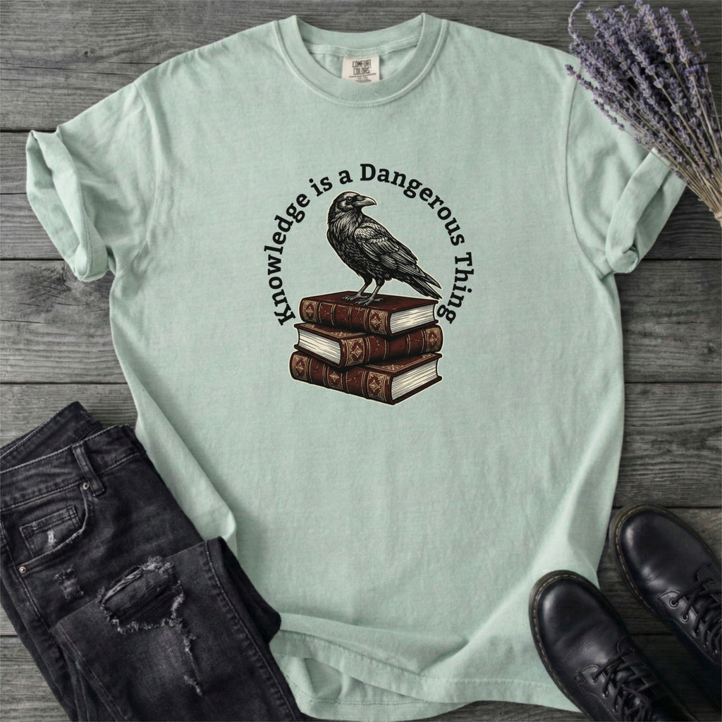 Knowledge Is A Dangerous Thing Raven And Books T-Shirt