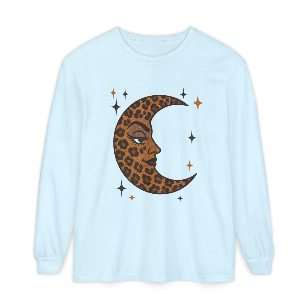 Leopard Print Crescent Moon Long Sleeve T-Shirt