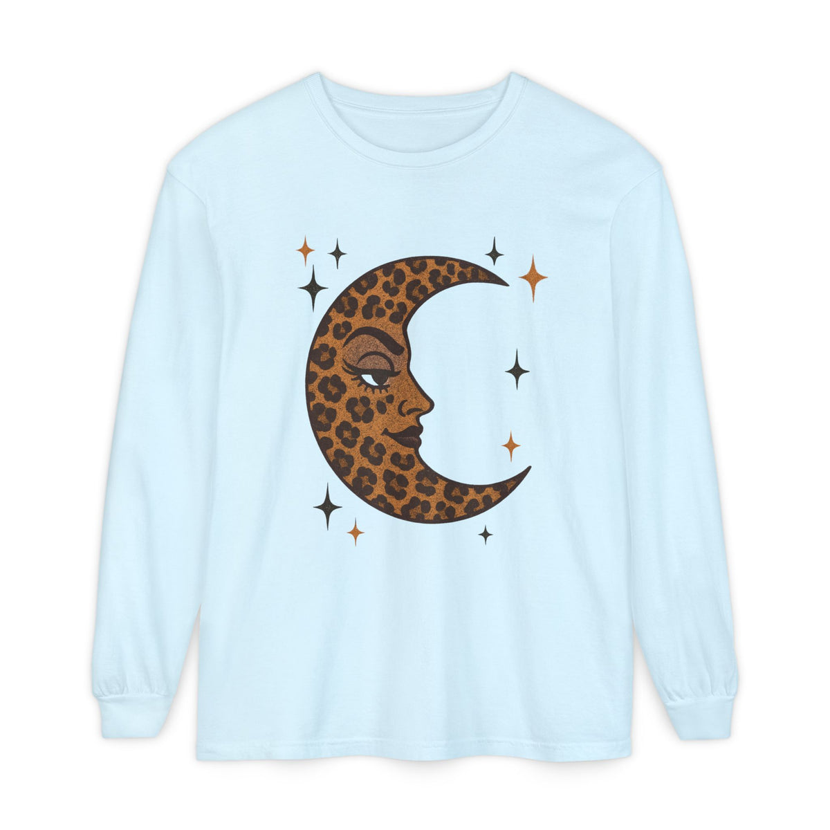 Leopard Print Crescent Moon Long Sleeve T-Shirt