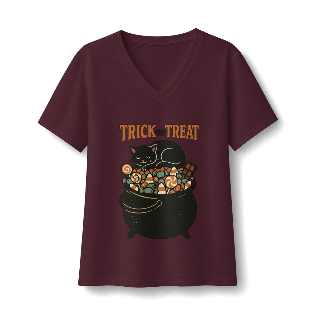 Trick Or Treat Candy Cauldron V-Neck T-Shirt
