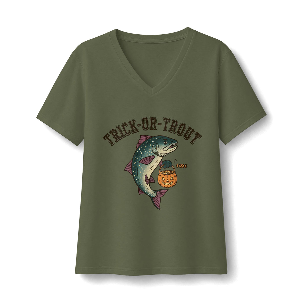 Trick Or Trout V-Neck T-Shirt