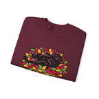 Black Cat Rolling Leaves Sweatshirt