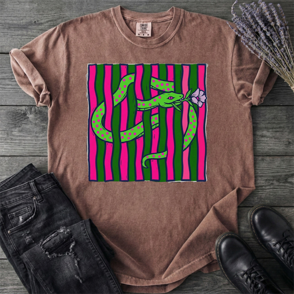 Bright Snake With Flower T-Shirt