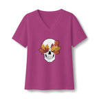 Fall Leaf Skull V-Neck T-Shirt