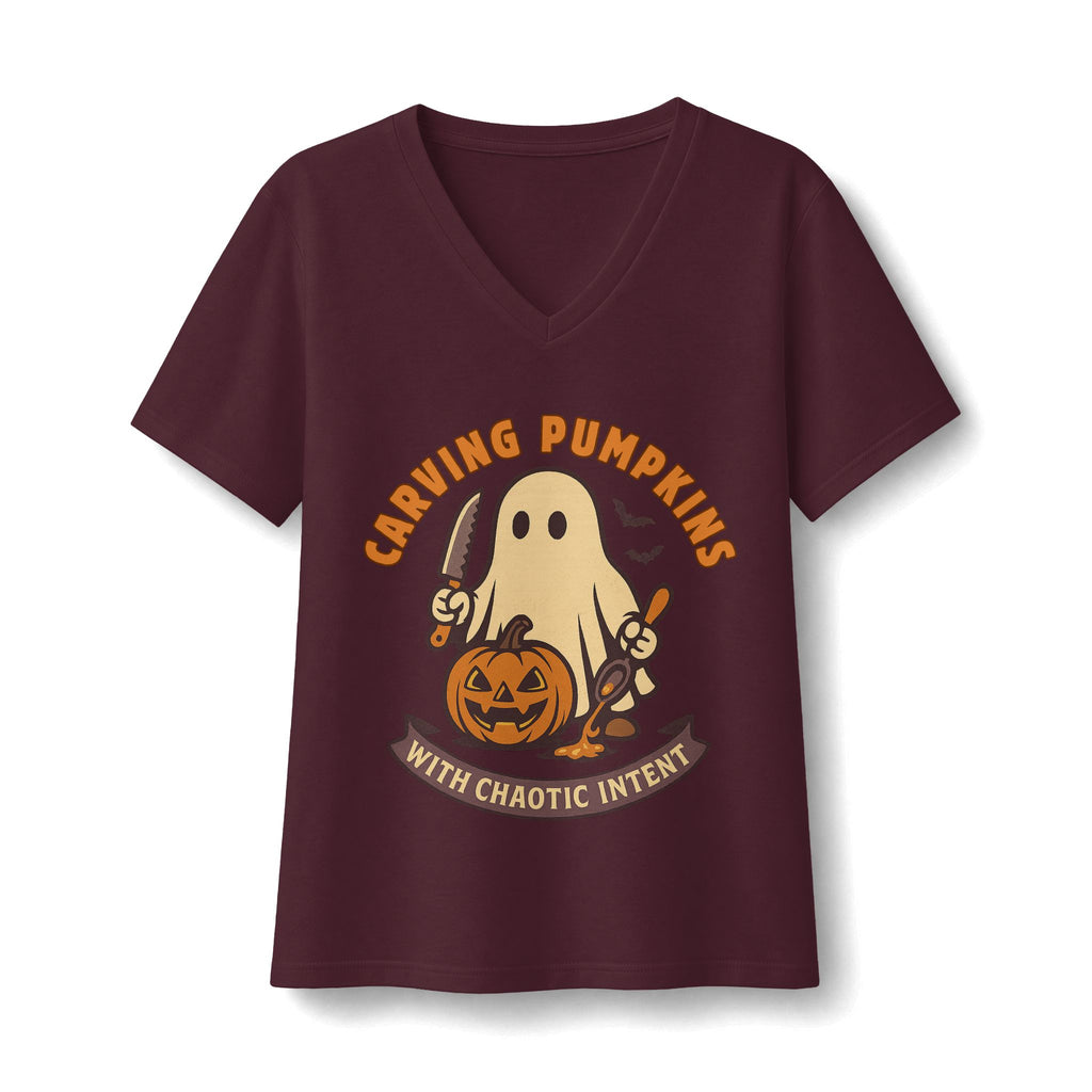 Carving Pumpkins Chaotic V-Neck T-Shirt