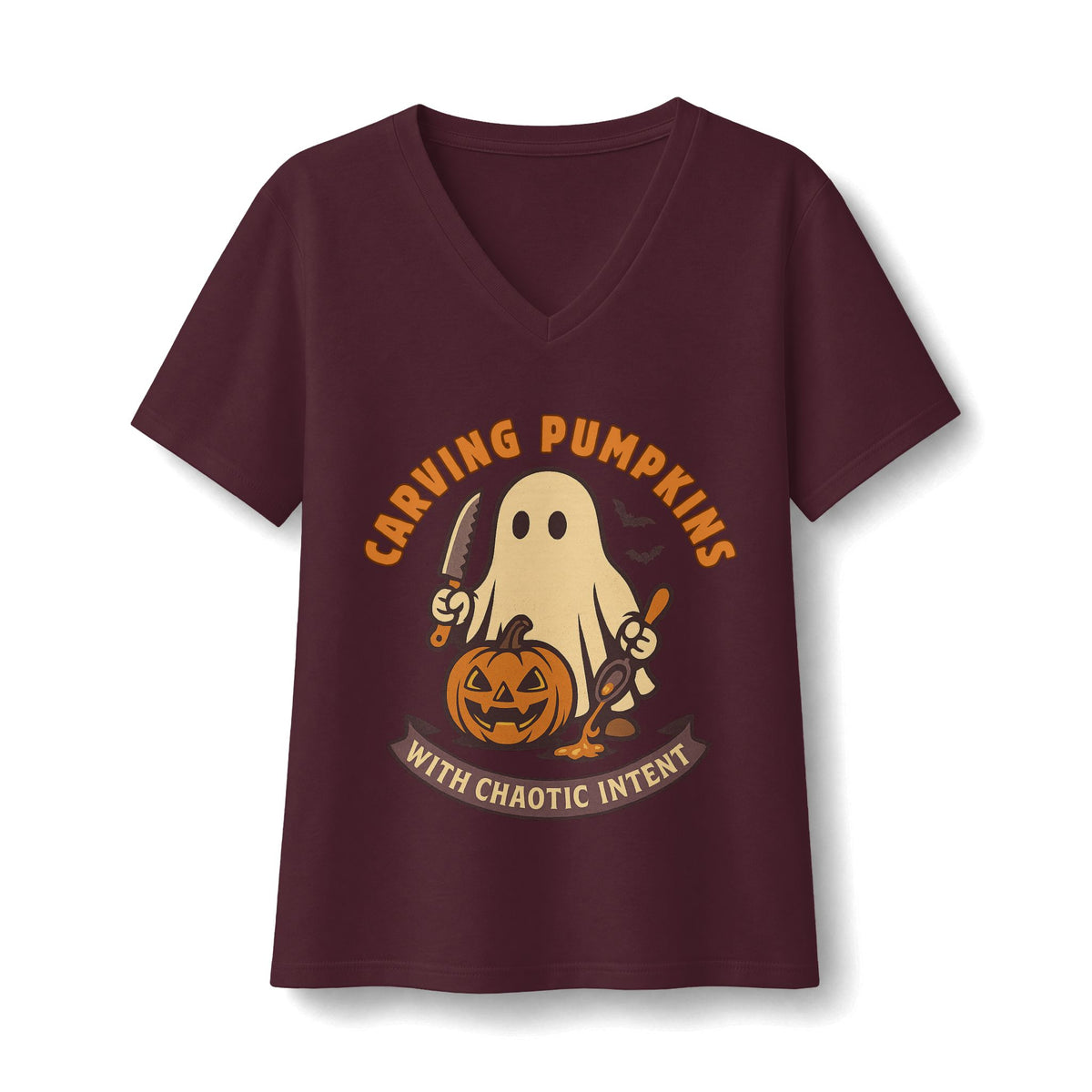 Carving Pumpkins Chaotic V-Neck T-Shirt