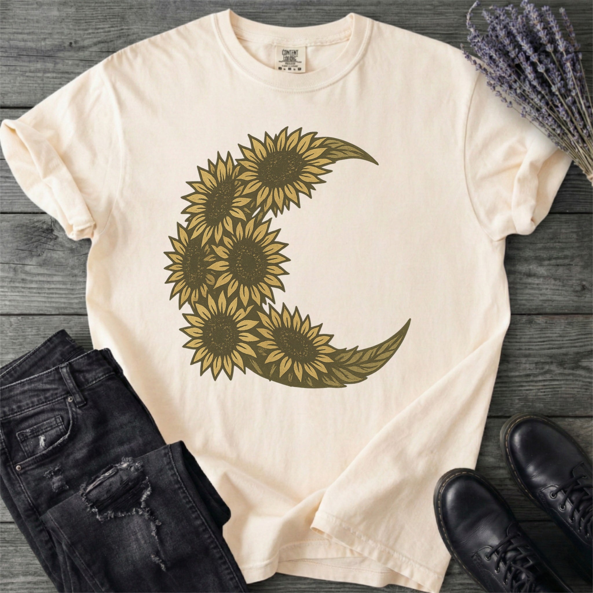 Crescent Moon Sunflowers T-Shirt
