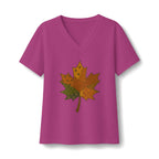 Patchwork Maple Leaf V-Neck T-Shirt