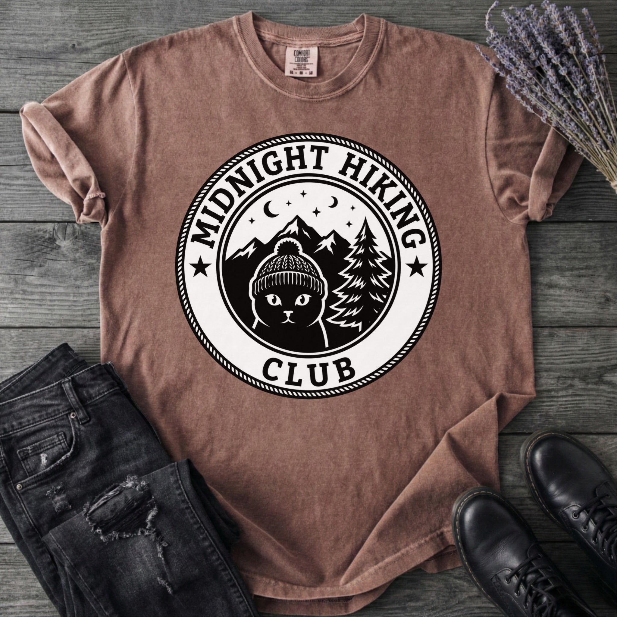 Black Cat Midnight Hiking Club T-Shirt
