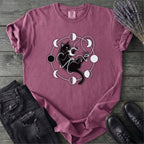 Black Cat Pouncing On Moon Phases T-Shirt