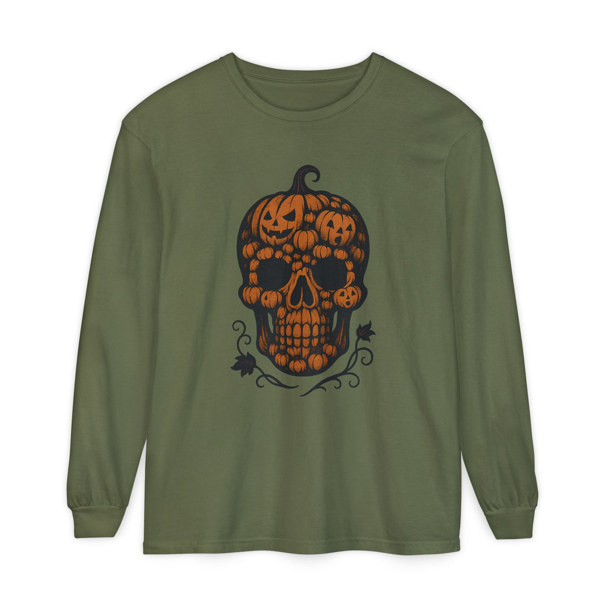 Pumpkin Skull Long Sleeve T-Shirt